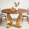 Best Sale Tribesigns 47" Wood Dining Table, Farmhouse Kitchen Table Circle Coffee Table