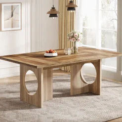 Shop Tribesigns 63" Wood Dining Table, Farmhouse Kitchen Table for 4 - 6 People
