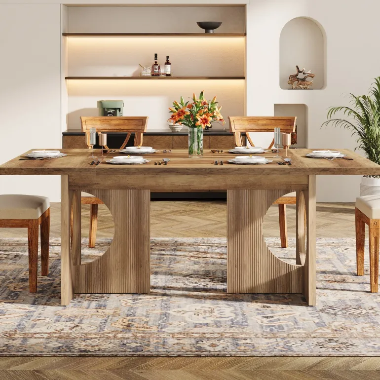 Shop Tribesigns 63" Wood Dining Table, Farmhouse Kitchen Table for 4 - 6 People