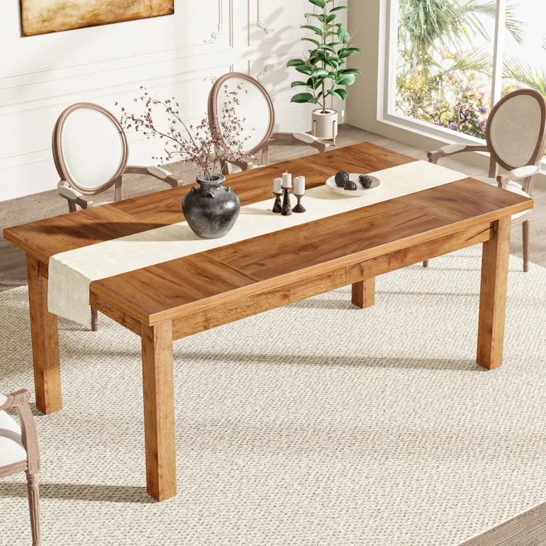 New Tribesigns 70.9" Wood Dining Table for 6-8 People, Farmhouse Breakfast Table