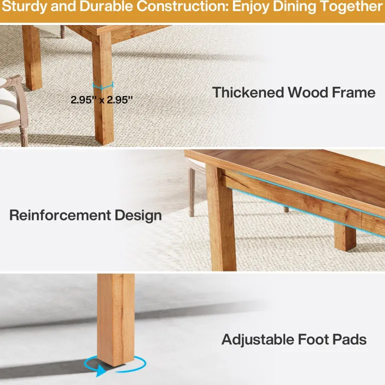 New Tribesigns 70.9" Wood Dining Table for 6-8 People, Farmhouse Breakfast Table