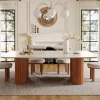 Sale Tribesigns 78.7" Wood Dining Table, Luxury Stone Kitchen Table for 8