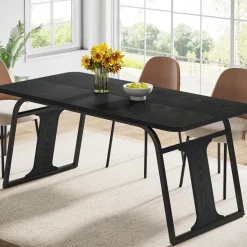 Fashion Tribesigns 63" Wood Dining Table, Rectangle Kitchen Table for 4 - 6