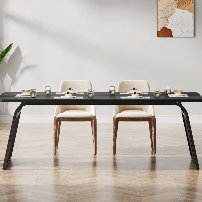 Fashion Tribesigns 63" Wood Dining Table, Rectangle Kitchen Table for 4 - 6