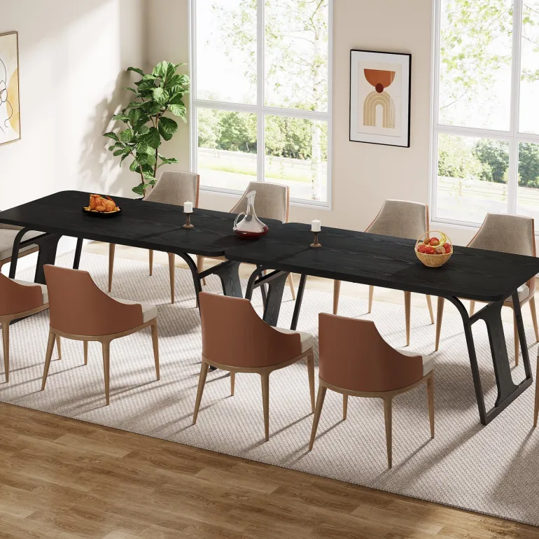 Fashion Tribesigns 63" Wood Dining Table, Rectangle Kitchen Table for 4 - 6