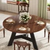 Store Tribesigns 47" Wood Dining Table, Round Kitchen Table For 4 People