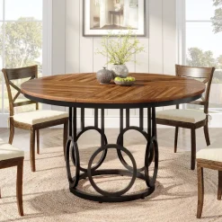 Shop Tribesigns 47" Wood Dining Table, Round Kitchen Table for 4 - 6 People