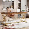 Online Tribesigns 63" Wood Executive Desk Computer Desk with Metal Frame for Home Office