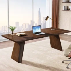 Hot Tribesigns 70.8" Wood Executive Desk, Large Home Office Computer Desk Workstation