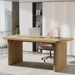 Clearance Tribesigns 62.2" Wood Executive Desk Simple Rectangular Computer Desk Writing Table