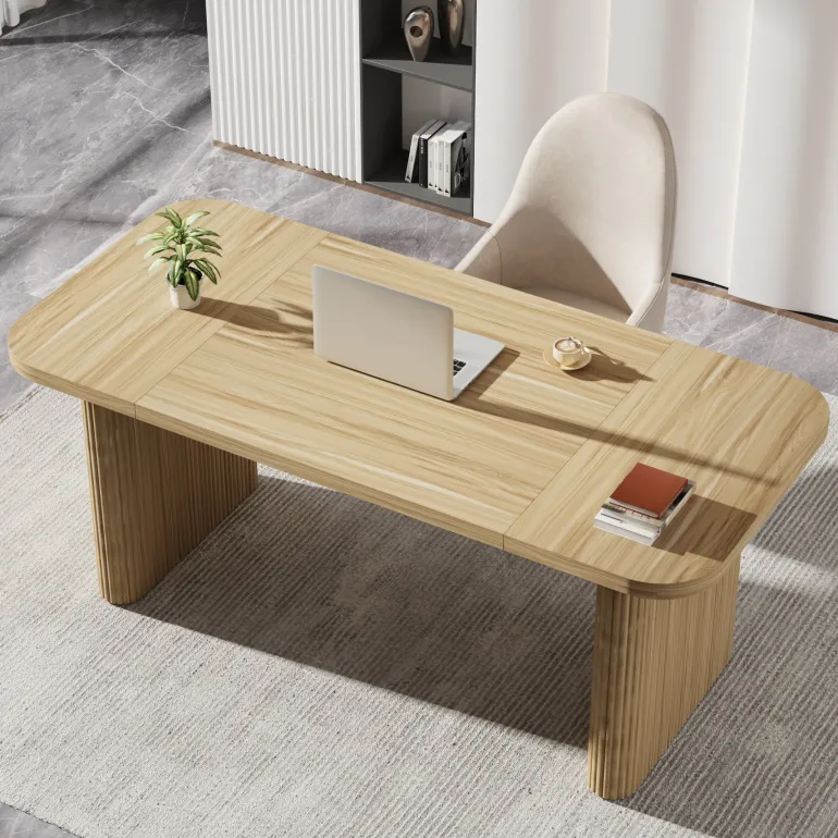Clearance Tribesigns 62.2" Wood Executive Desk Simple Rectangular Computer Desk Writing Table
