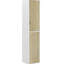 Hot Tribesigns 75" Wood Storage Cabinet, Free - Standing Cube Cabinet with 6 Shelves