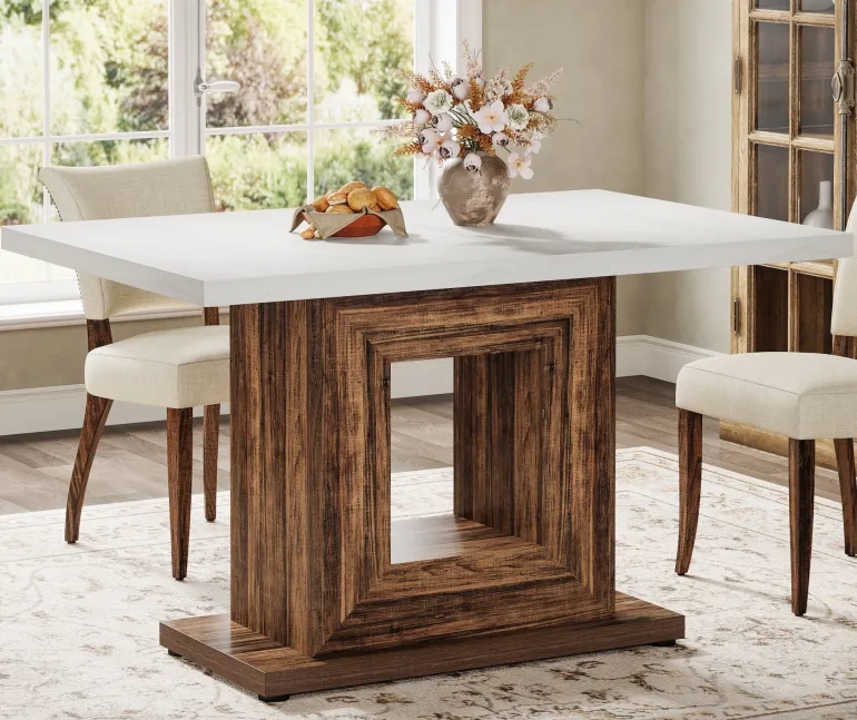 Flash Sale Tribesigns 47" Wooden Dining Table, Farmhouse Kitchen Dinner Table for 4