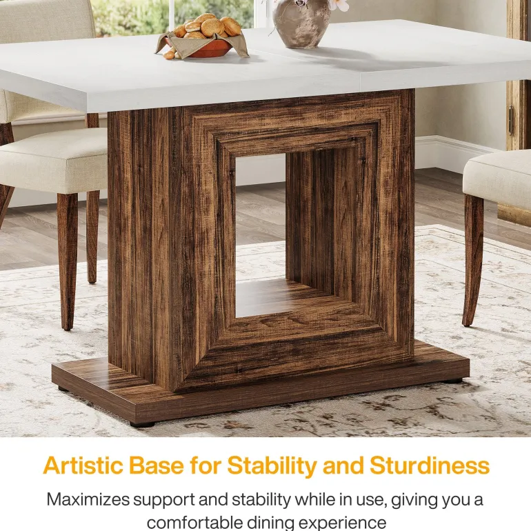 Flash Sale Tribesigns 47" Wooden Dining Table, Farmhouse Kitchen Dinner Table for 4