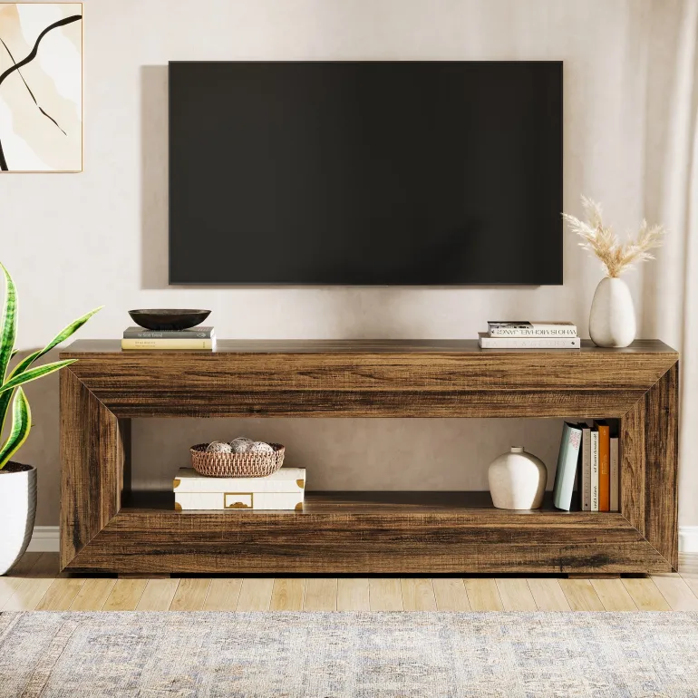 Cheap Tribesigns 63" Wooden Tv Stand, Farmhouse Entertainment Centers Console Table