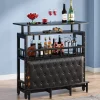 Clearance Tribesigns Bar Unit for Liquor, Home Entertainment Bar with Storage and Footrest