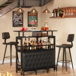 Clearance Tribesigns Bar Unit for Liquor, Home Entertainment Bar with Storage and Footrest