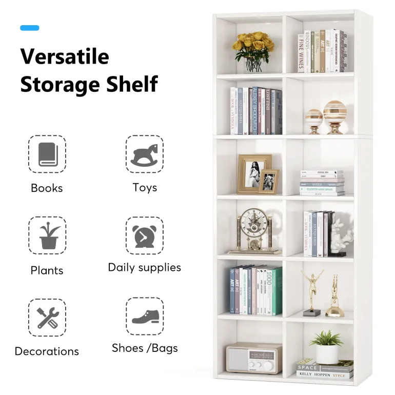 Shop Tribesigns Bookcase, 70.9" Modern Bookshelf with 12 Cube Storage