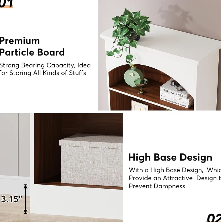 New Tribesigns Bookcase, 70.9" Tall Bookshelf with 5-Tier Storage Shelves