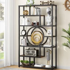Hot Tribesigns Bookshelf, 72’’ Etagere Bookcase 7-Tier Industrial Display Shelf