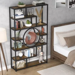Hot Tribesigns Bookshelf, 72’’ Etagere Bookcase 7-Tier Industrial Display Shelf