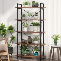 Online Tribesigns Bookshelf, 5 Tier Bookcase Display Shelf Unit