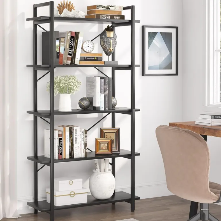 Online Tribesigns Bookshelf, 5 Tier Bookcase Display Shelf Unit