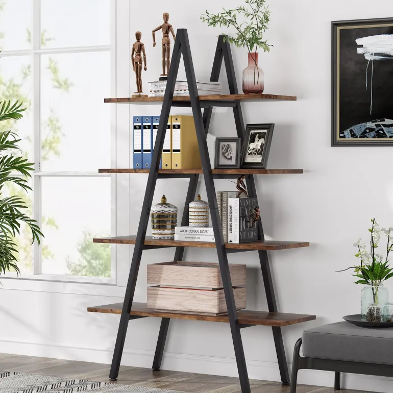 Sale Tribesigns Bookshelf, A-Shaped Bookcase 4-Tier Ladder Display Shelves