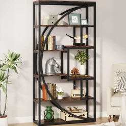 Online Tribesigns Bookshelf, Industrial Bookcase with 8 Open Storage Shelf