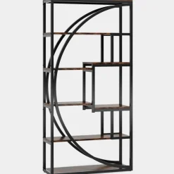 Online Tribesigns Bookshelf, Industrial Bookcase with 8 Open Storage Shelf