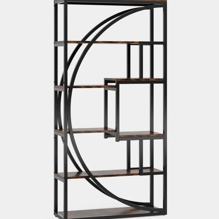 Online Tribesigns Bookshelf, Industrial Bookcase with 8 Open Storage Shelf