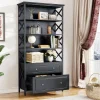 Discount Tribesigns Bookshelf, 5-Tier Bookcase Display Shelf Organizer with 2 Drawers