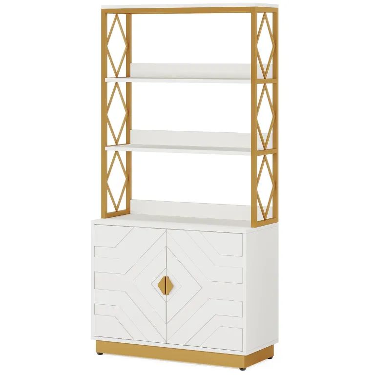 Discount Tribesigns Bookshelf with Doors, 70.9" Modern Etagere Bookcase with 3 Shelves