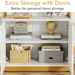 Discount Tribesigns Bookshelf with Doors, 70.9
