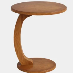 Sale Tribesigns C - Shaped End Table, Round Solid Wood Side Table for Living Room