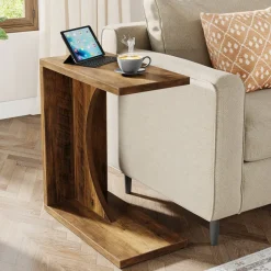 Hot Tribesigns C - Shaped End Table, Sofa Side Table Couch Table