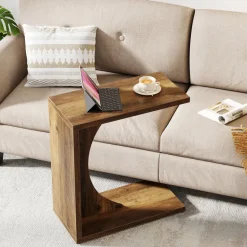 Hot Tribesigns C - Shaped End Table, Sofa Side Table Couch Table