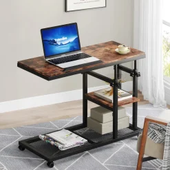 Sale Tribesigns C Table, Height Adjustable Snack Tray Table with Wheels