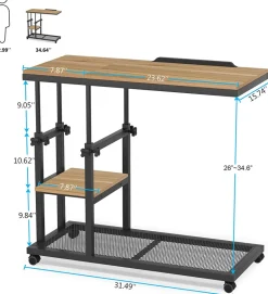 Sale Tribesigns C Table, Height Adjustable Snack Tray Table with Wheels