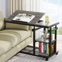 Sale Tribesigns C Table, Height Adjustable Snack Tray Table with Wheels