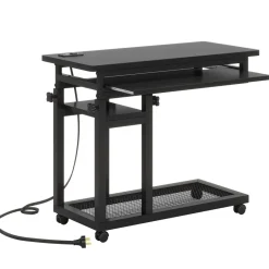 Online Tribesigns C Table, Mobile Portable Desk Side Table with Power Outlet
