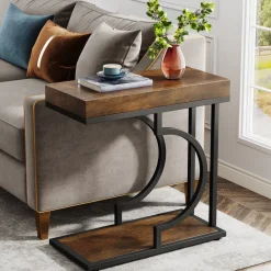 Clearance Tribesigns C Table, Modern End Table Bedside Table with Metal Frame