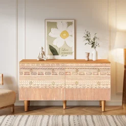Clearance Tribesigns Chest of Drawers, Farmhouse Dresser Storage with 6 drawers