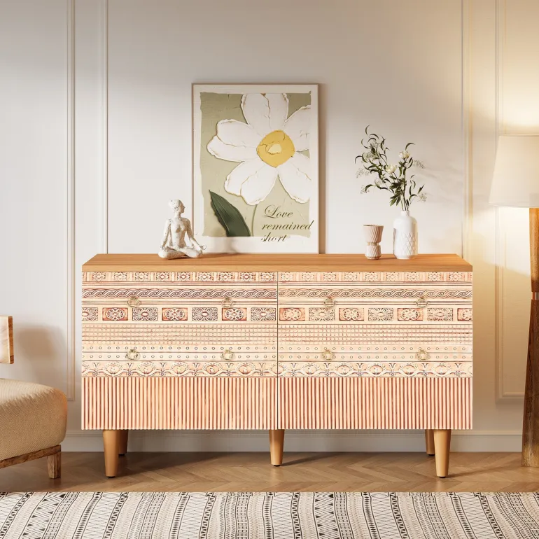 Clearance Tribesigns Chest of Drawers, Farmhouse Dresser Storage with 6 drawers