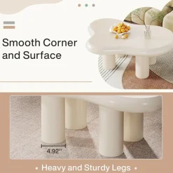 Best Sale Tribesigns Cloud-Shaped Coffee Table, Modern Center Table with 4 Solid Legs