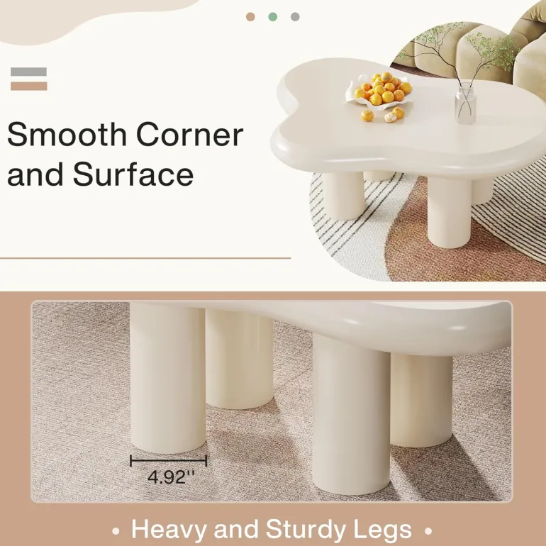 Best Sale Tribesigns Cloud-Shaped Coffee Table, Modern Center Table with 4 Solid Legs