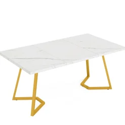 Shop Tribesigns Computer Desk, 55" Faux Marble Study Desk Office Table
