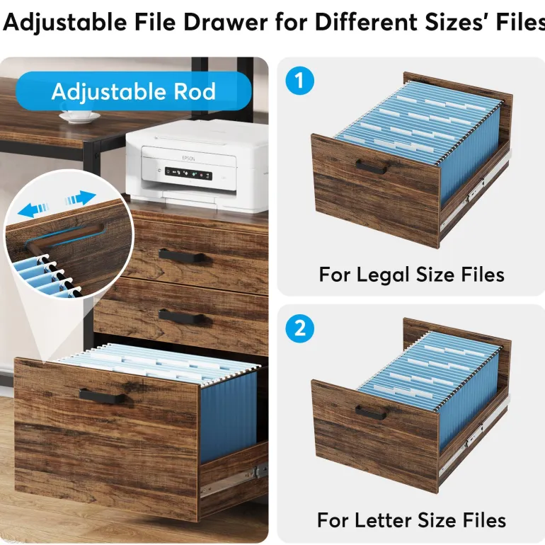 New Tribesigns Computer Desk, 63" Home Office Desk with Drawers & Monitor Stand