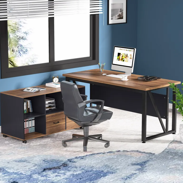 Online Tribesigns Computer Desk, 55 inches Executive Desk for Home Office