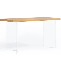 Discount Tribesigns Computer Desk, 55" Modern Study Writing Table with Acrylic Legs